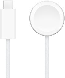 USB‑C laadija Apple Watchi magnetkiirlaadija kõrval
