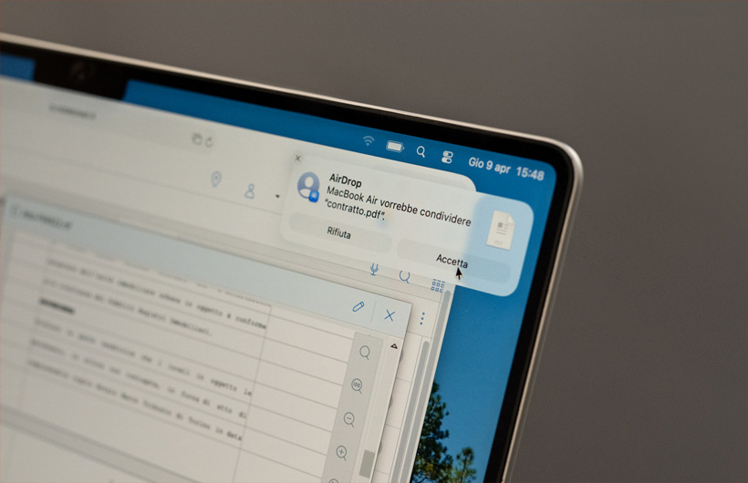 Team members share documents with clients quickly and easily with AirDrop.