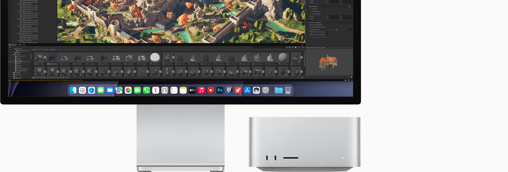 Studio Display XDR, lo schermo mostra Unity Editor