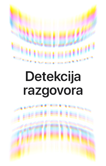 Ambijentalni zvučni valovi kao šareni lukovi, gore i dolje, tekst u sredini: Detekcija razgovora