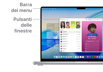 Un tour di macOS, come la barra dei menu nella parte superiore del display del MacBook e il Dock.