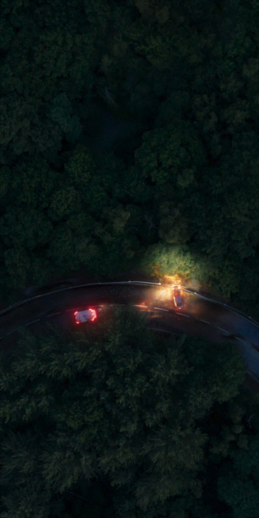 Overhead image of a car accident