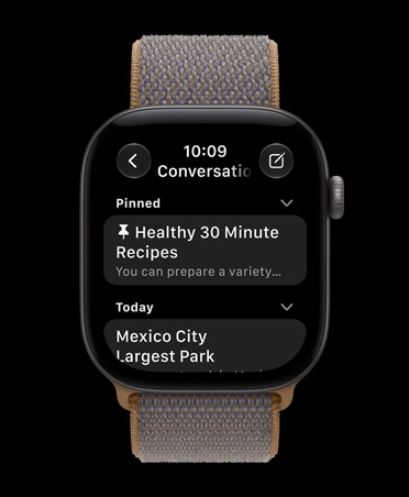 Apple Watch Series 11, สีเทา, หน้าจอแสดงแอป Siri