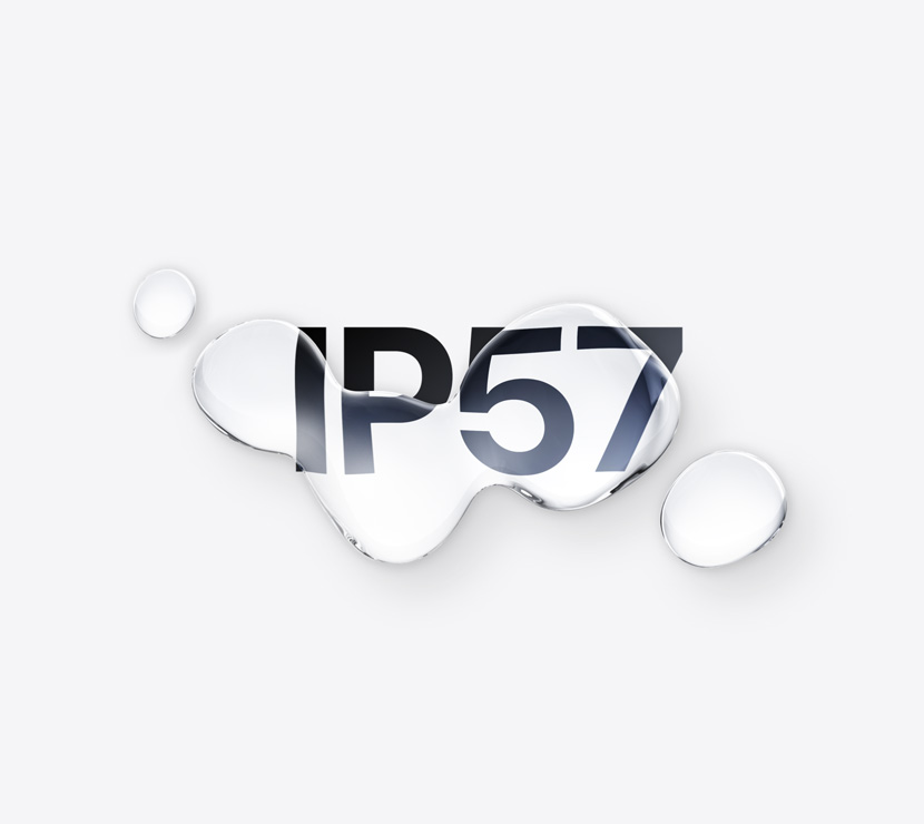  gelembung air, teks bertuliskan: IP57