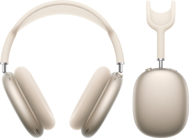 Audífonos AirPods Max 2, partes frontal y lateral, color blanco estelar