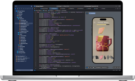 Xcode app shown on a MacBook Pro