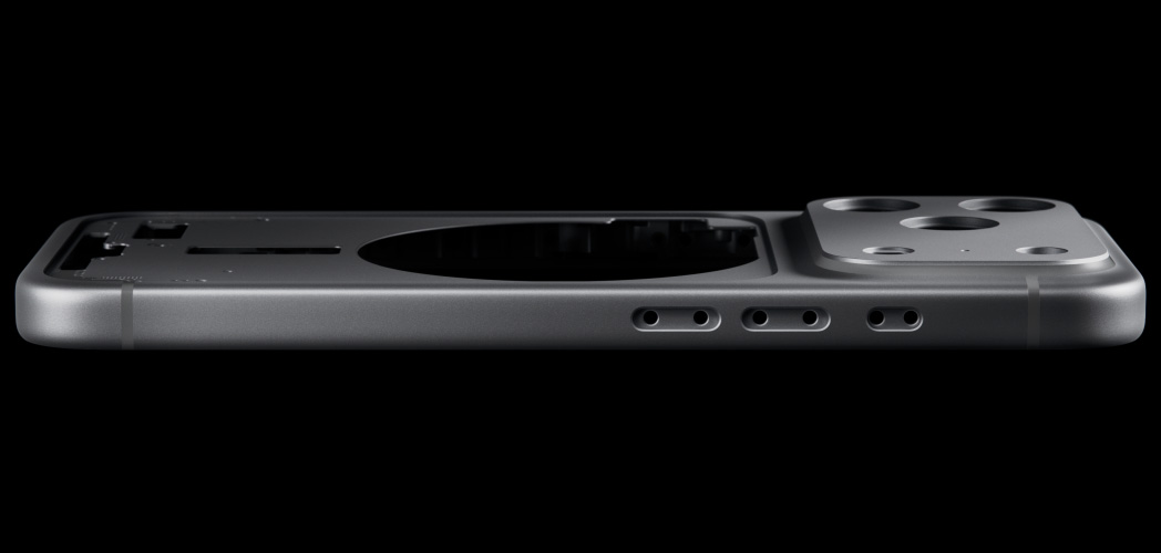 iPhone 17 Pro, back exterior, forged aluminium unibody enclosure