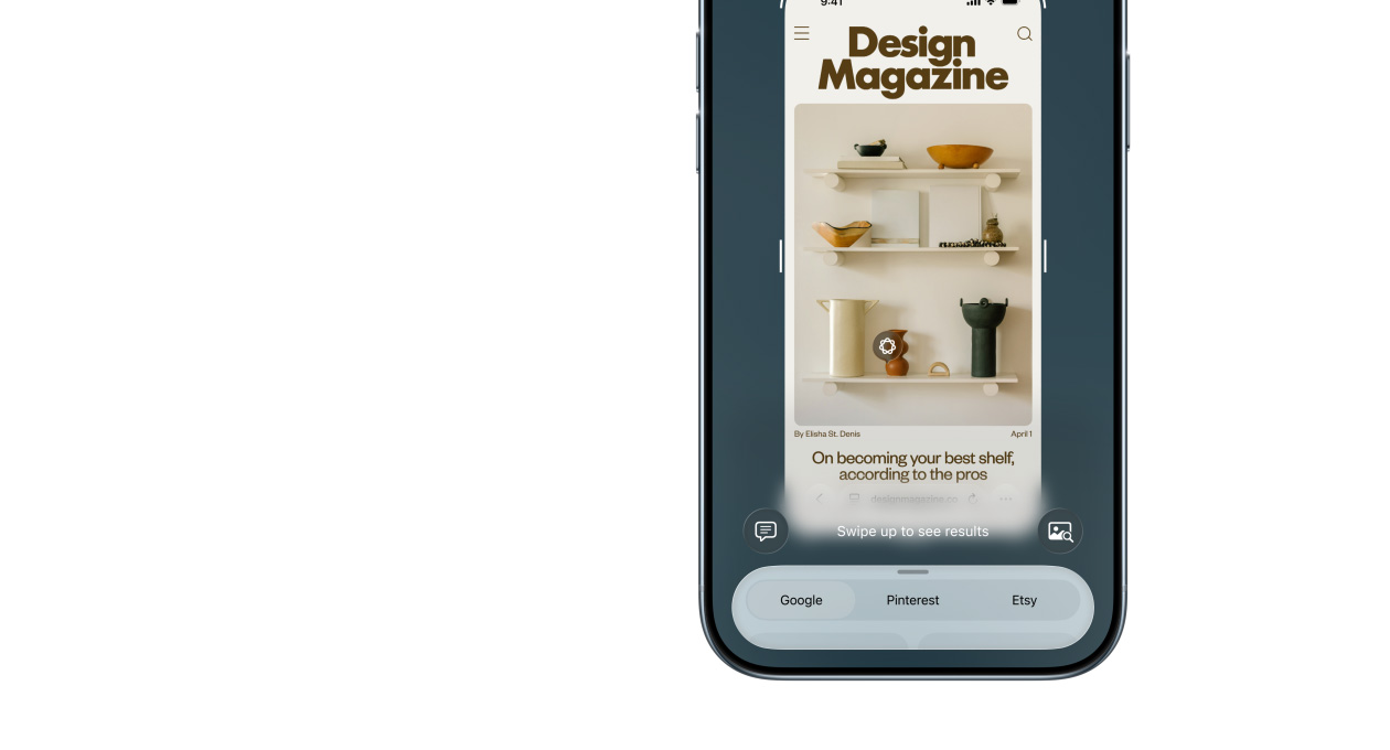 iPhone Air, Vorderseite, das Feature visuelle Intelligenz wird benutzt, Seitentasten