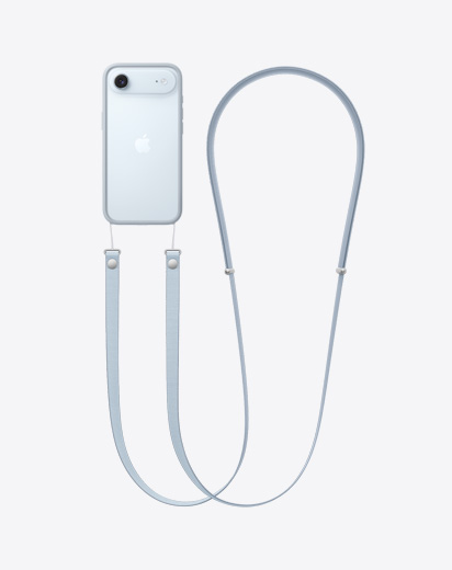 iPhone Air, back exterior, light grey Bumper with Crossbody Strap attached