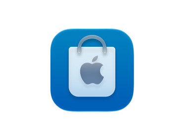 تطبيق Apple Store، أيقونة حقيبة التسوق، لون أزرق